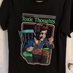 Black Graphic Tee with Colorful Design